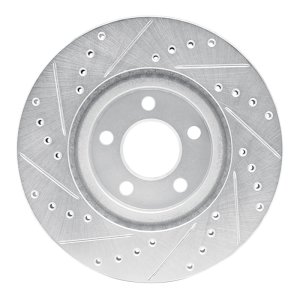 Chrysler PT Cruiser Brake Rotor (1) - Front Right - R1 Concepts - Drilled & Slotted - Silver - `01-`10